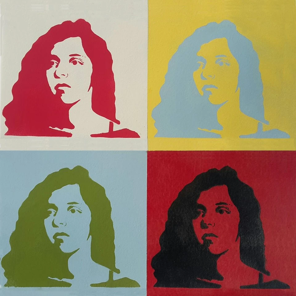 Miss-Lady-Mrs-Woman, Stencil on Paper. 52×70 cm